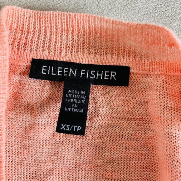 Eileen Fisher Organic Linen Ribbed V Neck Pink Sweater XS/PT - Picture 7 of 12